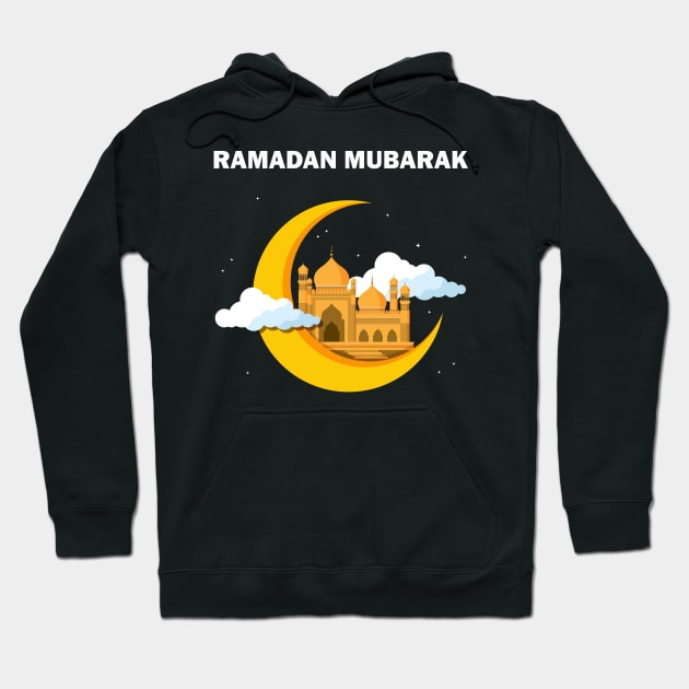 Ramadan Mubarak Ramadan Kareem Yellow Crescent Mosque Masjid Gift Hoodie by Amazing Arts